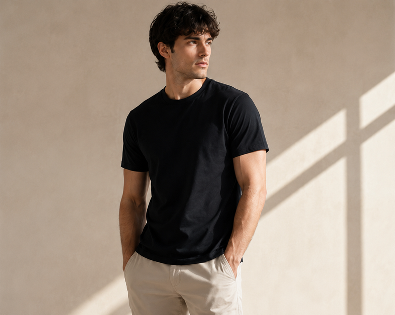 Premium menswear daily essentials featuring high quality basic t shirts and minimalist polo shirts by Maxlun.