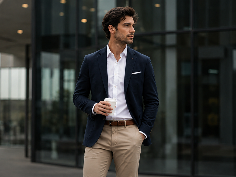 Professional smart casual clothing including wrinkle resistant Oxford shirts and tailored chinos by Maxlun.